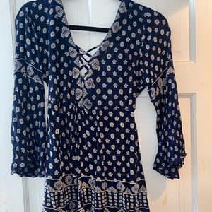 Blue and white romper
